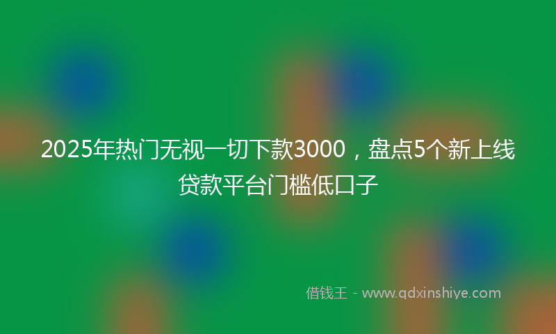 2025年热门无视一切下款3000，盘点5个新上线贷款平台门槛低口子