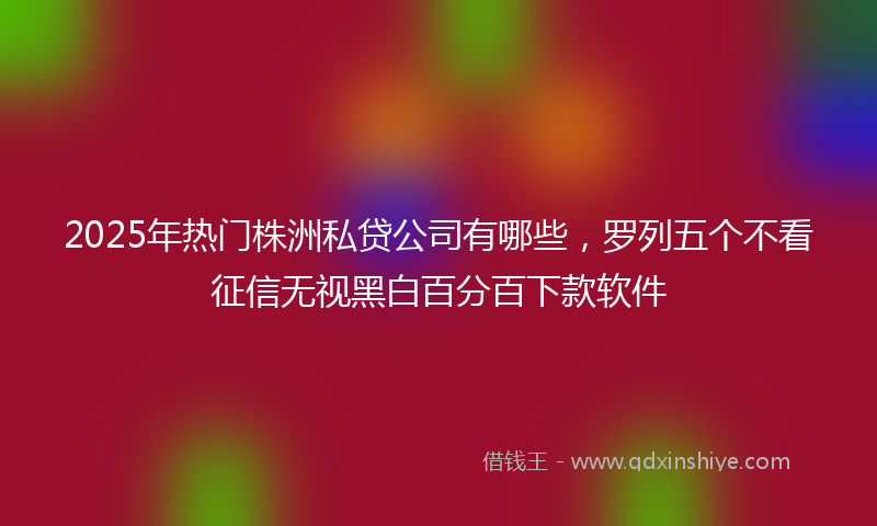 2025年热门株洲私贷公司有哪些，罗列五个不看征信无视黑白百分百下款软件