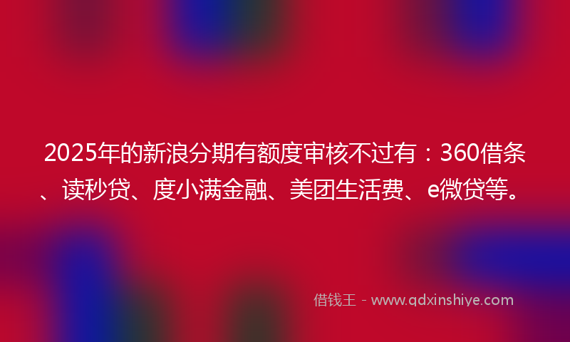 2025年的新浪分期有额度审核不过有：360借条、读秒贷、度小满金融、美团生活费、e微贷等。