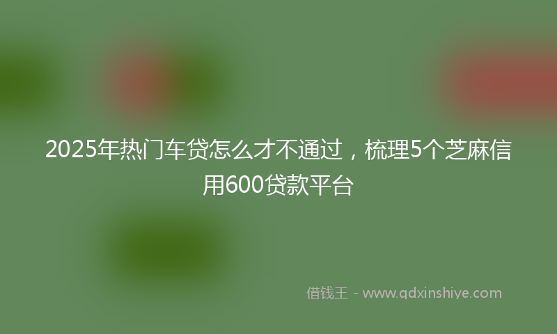 2025年热门车贷怎么才不通过，梳理5个芝麻信用600贷款平台