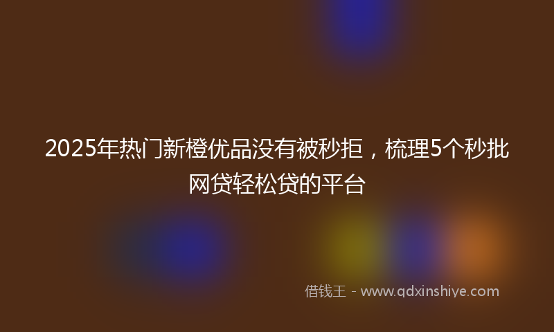 2025年热门新橙优品没有被秒拒，梳理5个秒批网贷轻松贷的平台