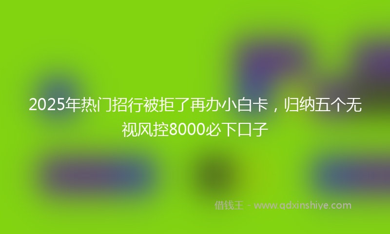 2025年热门招行被拒了再办小白卡，归纳五个无视风控8000必下口子