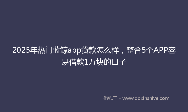 2025年热门蓝鲸app贷款怎么样，整合5个APP容易借款1万块的口子