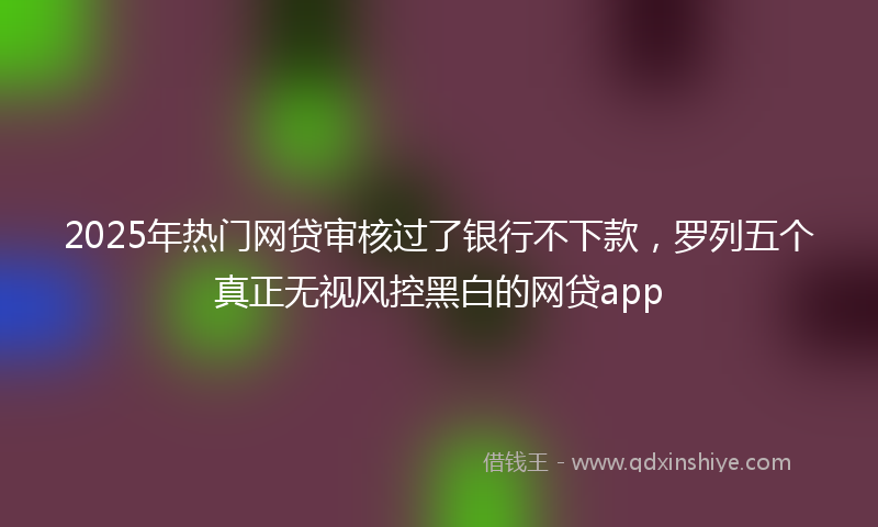 2025年热门网贷审核过了银行不下款，罗列五个真正无视风控黑白的网贷app