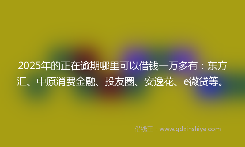 2025年的正在逾期哪里可以借钱一万多有：东方汇、中原消费金融、投友圈、安逸花、e微贷等。