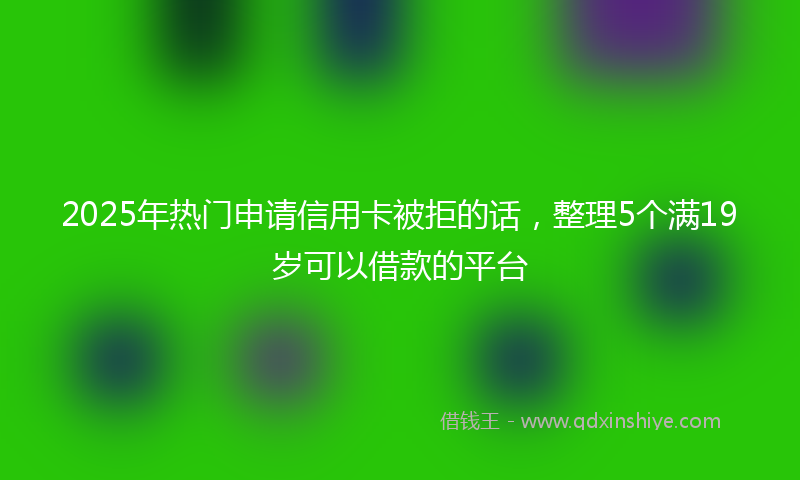 2025年热门申请信用卡被拒的话，整理5个满19岁可以借款的平台