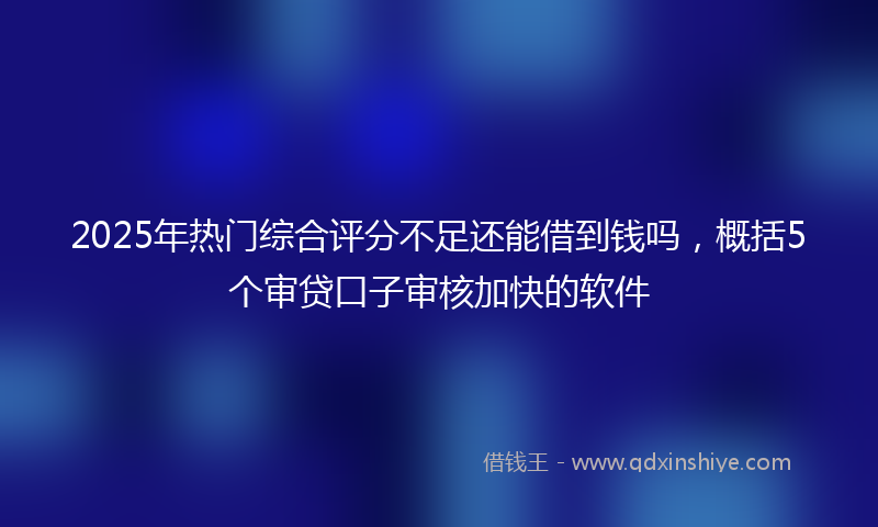 2025年热门综合评分不足还能借到钱吗，概括5个审贷口子审核加快的软件