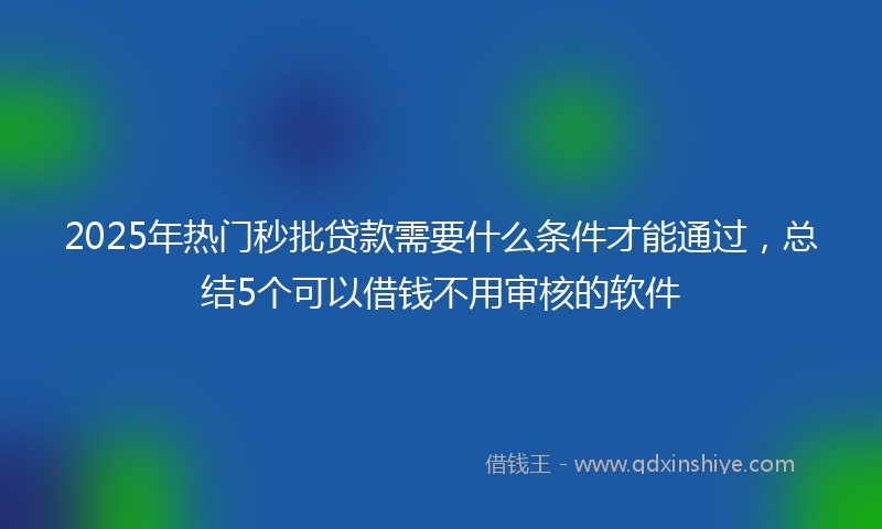 2025年热门秒批贷款需要什么条件才能通过，总结5个可以借钱不用审核的软件
