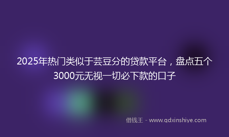 2025年热门类似于芸豆分的贷款平台，盘点五个3000元无视一切必下款的口子
