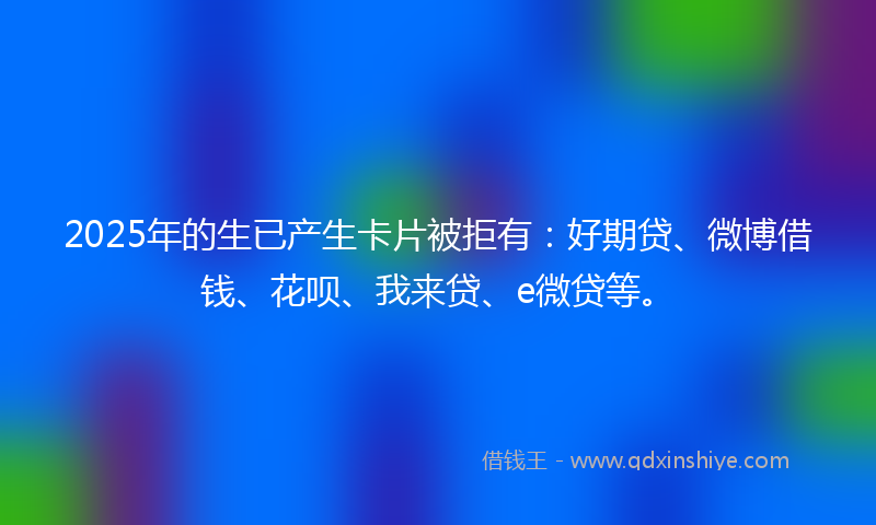 2025年的生已产生卡片被拒有：好期贷、微博借钱、花呗、我来贷、e微贷等。