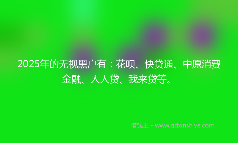 2025年的无视黑户有：花呗、快贷通、中原消费金融、人人贷、我来贷等。
