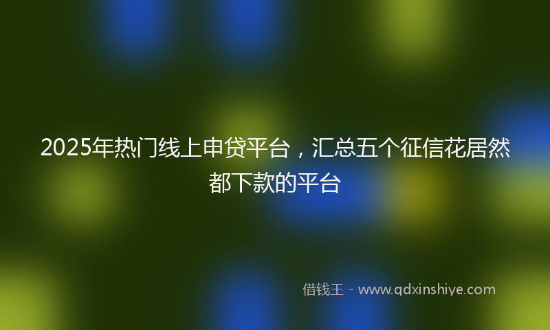 2025年热门线上申贷平台，汇总五个征信花居然都下款的平台