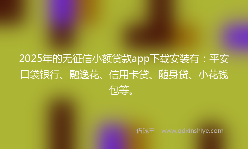 2025年的无征信小额贷款app下载安装有：平安口袋银行、融逸花、信用卡贷、随身贷、小花钱包等。