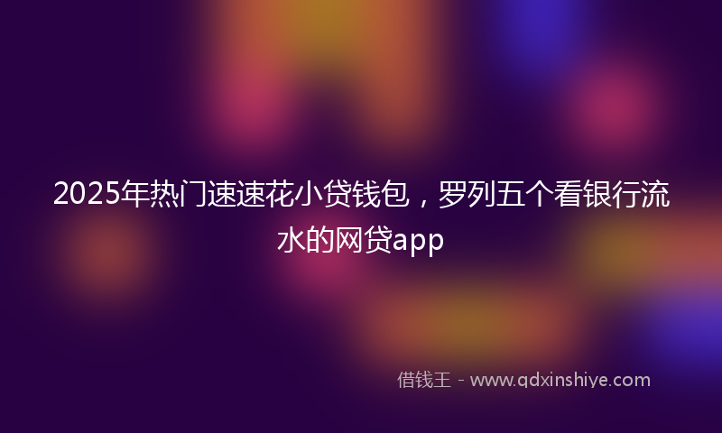 2025年热门速速花小贷钱包，罗列五个看银行流水的网贷app