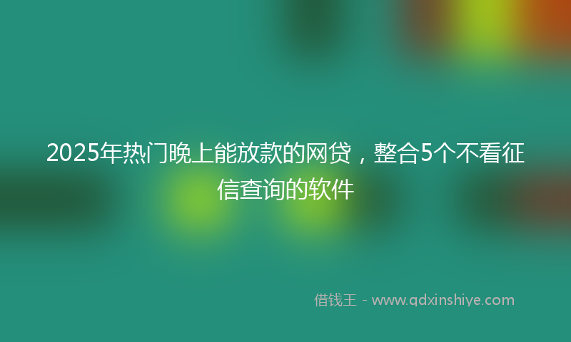 2025年热门晚上能放款的网贷，整合5个不看征信查询的软件