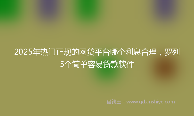 2025年热门正规的网贷平台哪个利息合理，罗列5个简单容易贷款软件