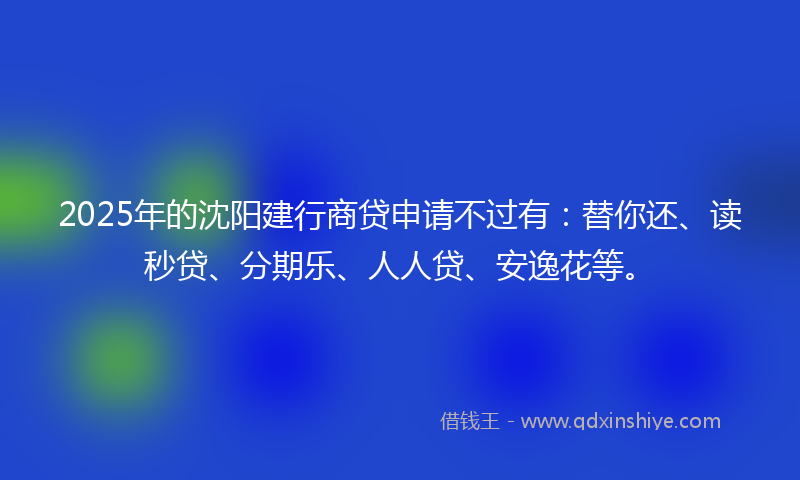 2025年的沈阳建行商贷申请不过有：替你还、读秒贷、分期乐、人人贷、安逸花等。