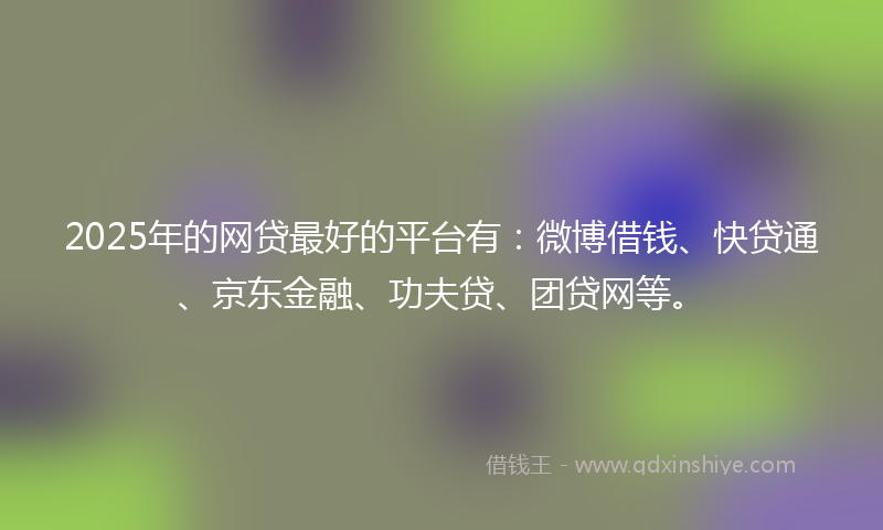 2025年的网贷最好的平台有：微博借钱、快贷通、京东金融、功夫贷、团贷网等。