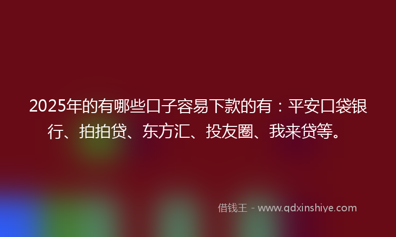 2025年的有哪些口子容易下款的有：平安口袋银行、拍拍贷、东方汇、投友圈、我来贷等。