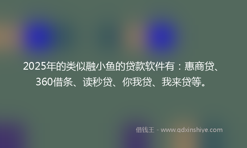 2025年的类似融小鱼的贷款软件有：惠商贷、360借条、读秒贷、你我贷、我来贷等。