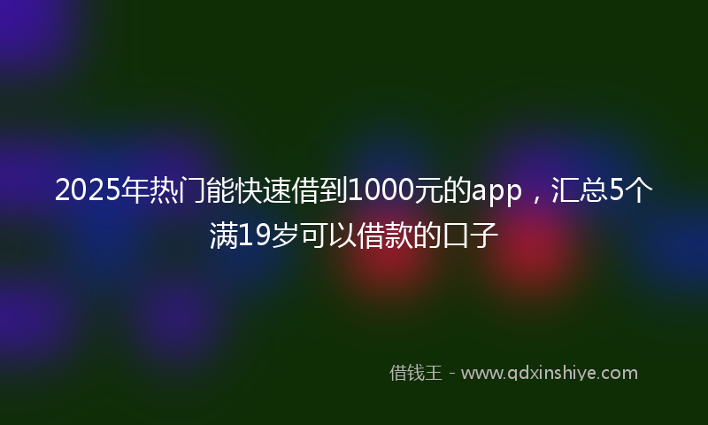 2025年热门能快速借到1000元的app，汇总5个满19岁可以借款的口子