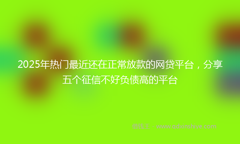 2025年热门最近还在正常放款的网贷平台，分享五个征信不好负债高的平台