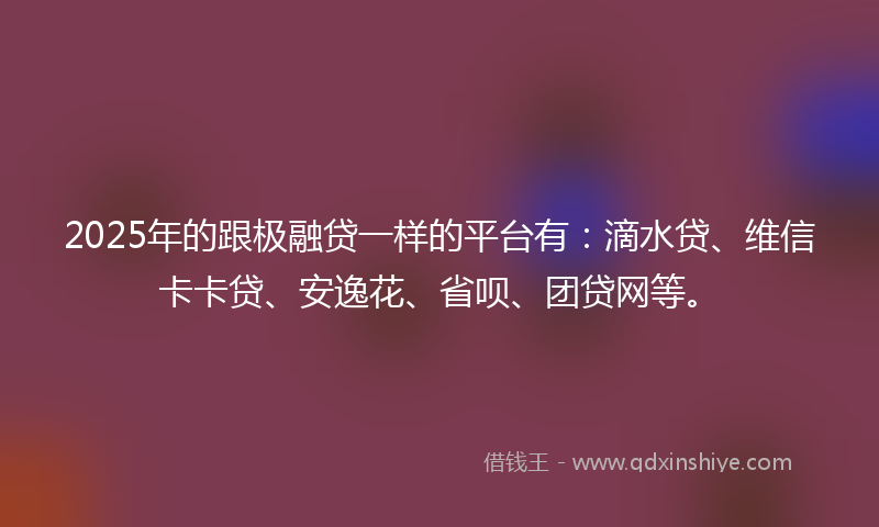2025年的跟极融贷一样的平台有：滴水贷、维信卡卡贷、安逸花、省呗、团贷网等。