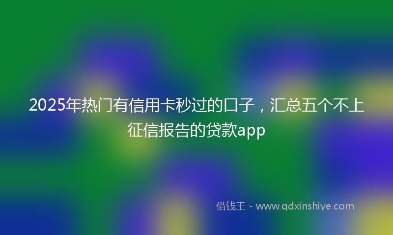 2025年热门有信用卡秒过的口子，汇总五个不上征信报告的贷款app