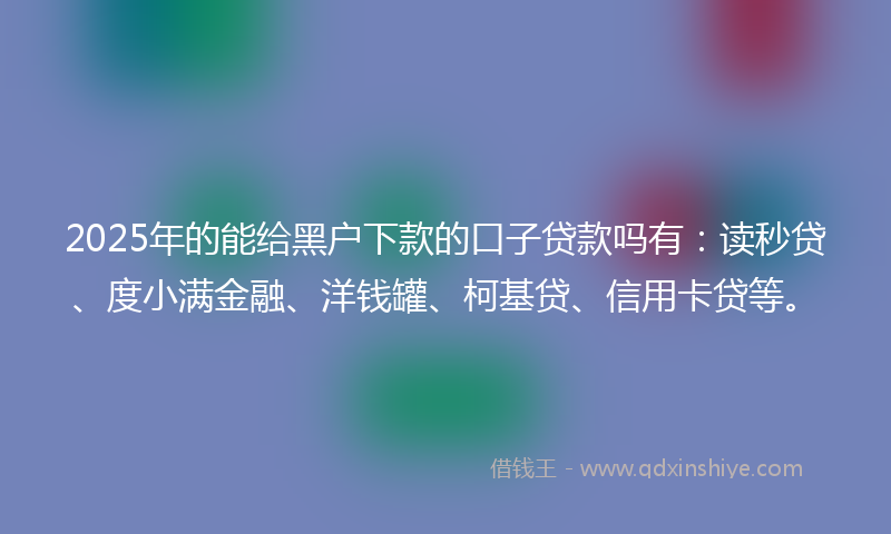 2025年的能给黑户下款的口子贷款吗有：读秒贷、度小满金融、洋钱罐、柯基贷、信用卡贷等。
