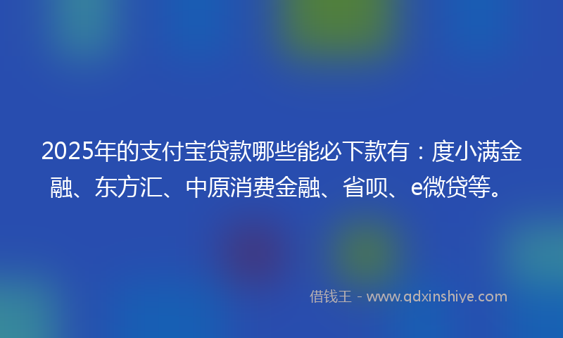 2025年的支付宝贷款哪些能必下款有：度小满金融、东方汇、中原消费金融、省呗、e微贷等。