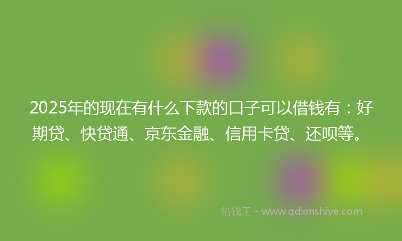2025年的现在有什么下款的口子可以借钱有：好期贷、快贷通、京东金融、信用卡贷、还呗等。