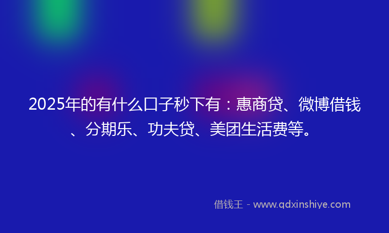 2025年的有什么口子秒下有：惠商贷、微博借钱、分期乐、功夫贷、美团生活费等。