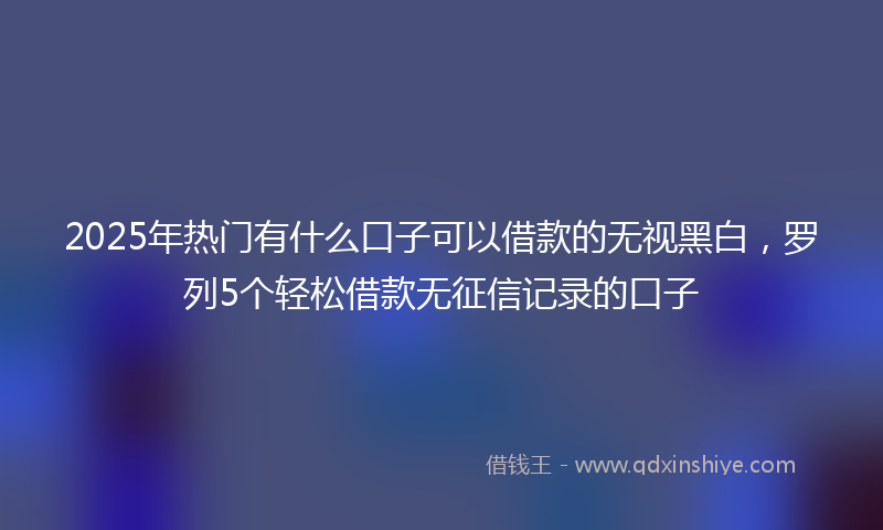 2025年热门有什么口子可以借款的无视黑白，罗列5个轻松借款无征信记录的口子
