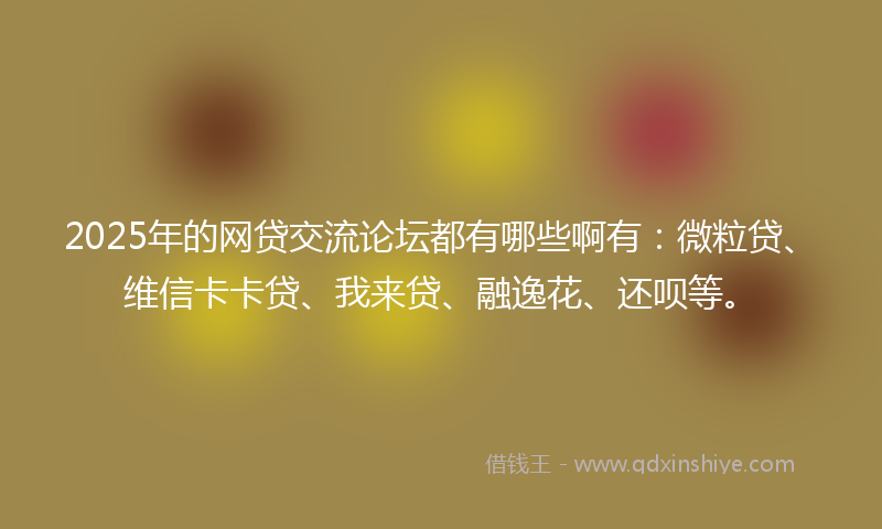 2025年的网贷交流论坛都有哪些啊有：微粒贷、维信卡卡贷、我来贷、融逸花、还呗等。