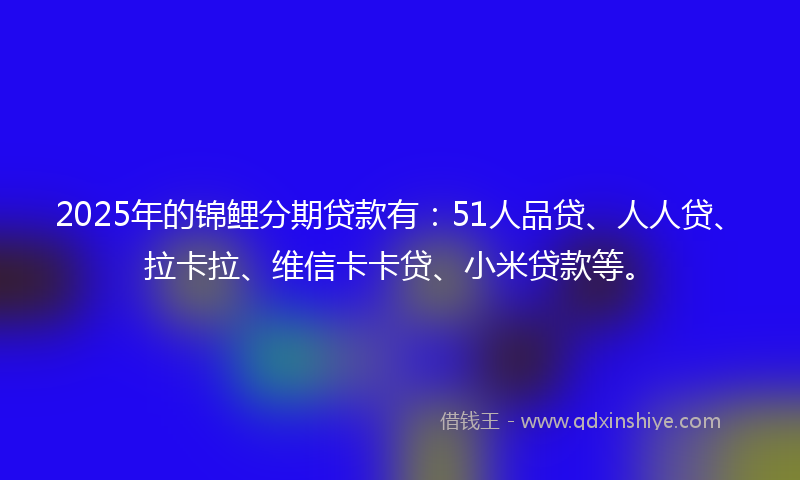 2025年的锦鲤分期贷款有：51人品贷、人人贷、拉卡拉、维信卡卡贷、小米贷款等。