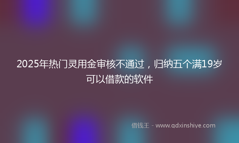 2025年热门灵用金审核不通过，归纳五个满19岁可以借款的软件