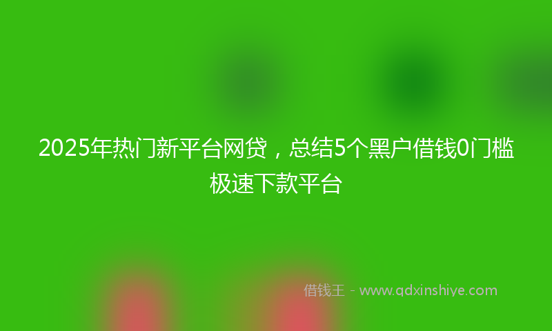 2025年热门新平台网贷，总结5个黑户借钱0门槛极速下款平台