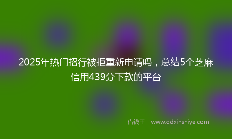 2025年热门招行被拒重新申请吗，总结5个芝麻信用439分下款的平台