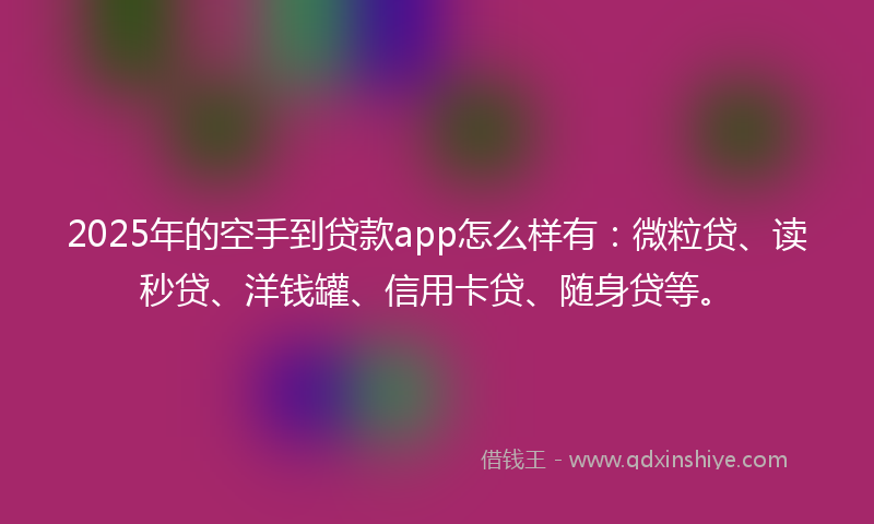 2025年的空手到贷款app怎么样有：微粒贷、读秒贷、洋钱罐、信用卡贷、随身贷等。