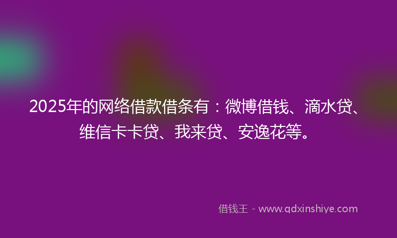 2025年的网络借款借条有：微博借钱、滴水贷、维信卡卡贷、我来贷、安逸花等。