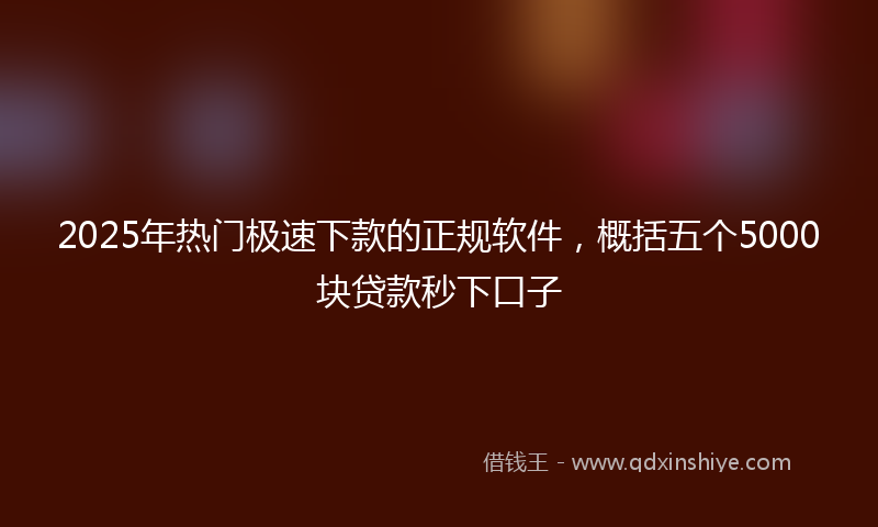 2025年热门极速下款的正规软件，概括五个5000块贷款秒下口子