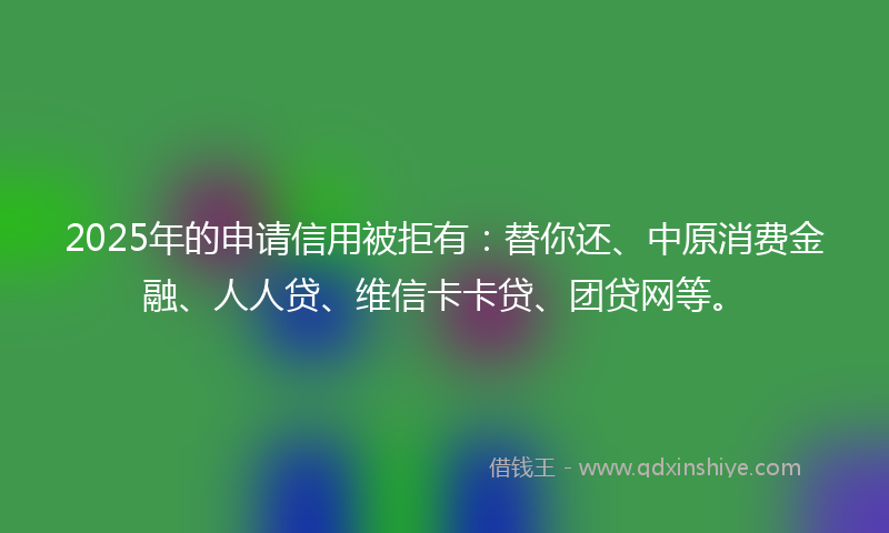 2025年的申请信用被拒有：替你还、中原消费金融、人人贷、维信卡卡贷、团贷网等。