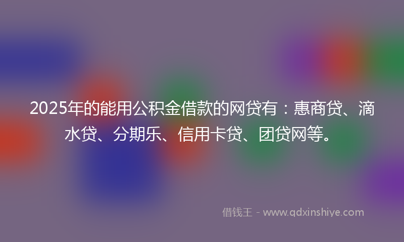 2025年的能用公积金借款的网贷有：惠商贷、滴水贷、分期乐、信用卡贷、团贷网等。