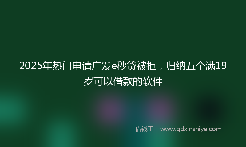 2025年热门申请广发e秒贷被拒，归纳五个满19岁可以借款的软件