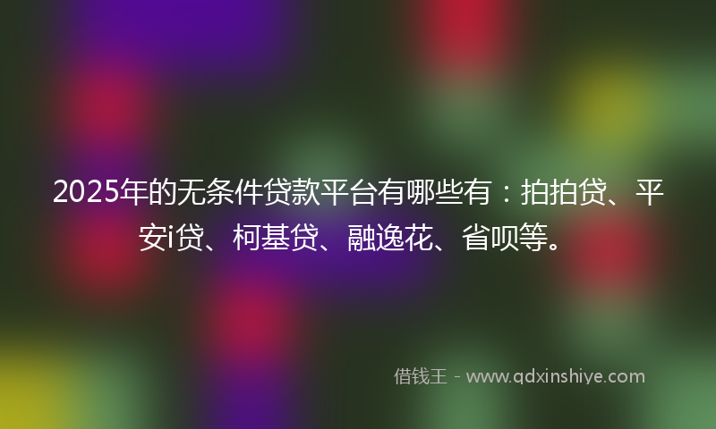 2025年的无条件贷款平台有哪些有：拍拍贷、平安i贷、柯基贷、融逸花、省呗等。