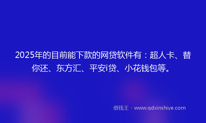 2025年的目前能下款的网贷软件有：超人卡、替你还、东方汇、平安i贷、小花钱包等。