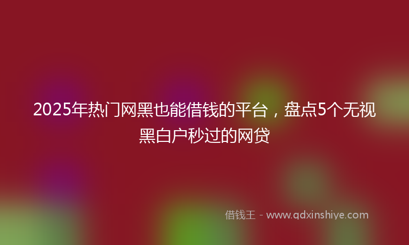 2025年热门网黑也能借钱的平台，盘点5个无视黑白户秒过的网贷