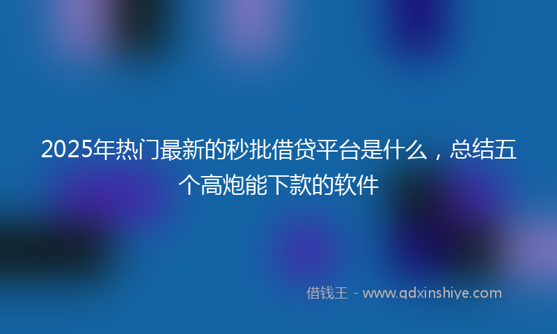 2025年热门最新的秒批借贷平台是什么，总结五个高炮能下款的软件