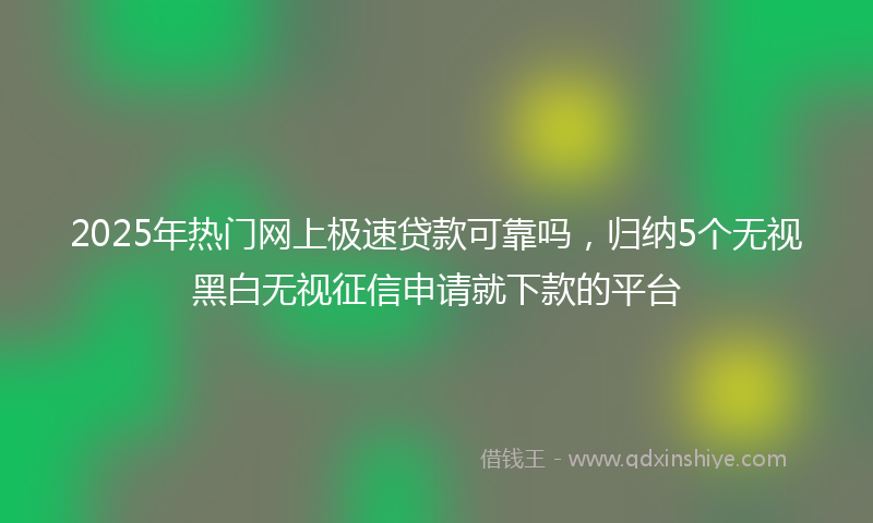 2025年热门网上极速贷款可靠吗，归纳5个无视黑白无视征信申请就下款的平台
