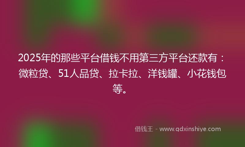 2025年的那些平台借钱不用第三方平台还款有：微粒贷、51人品贷、拉卡拉、洋钱罐、小花钱包等。